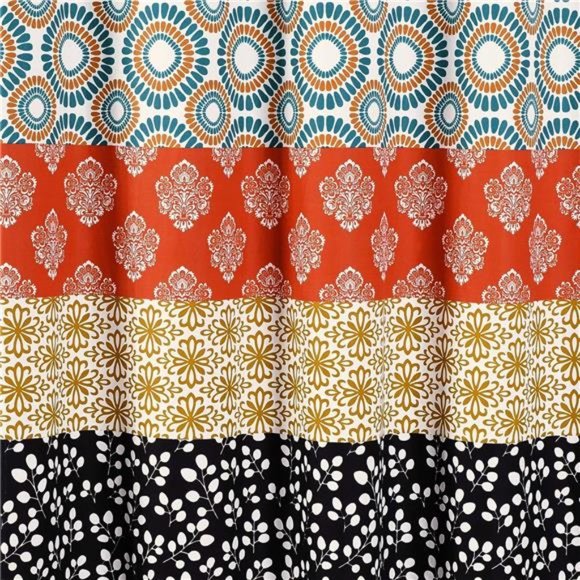 Bohemian Striped Shower Curtain Colorful Bold Design,72"x72",Turquoise & Orange - Picture 4 of 5